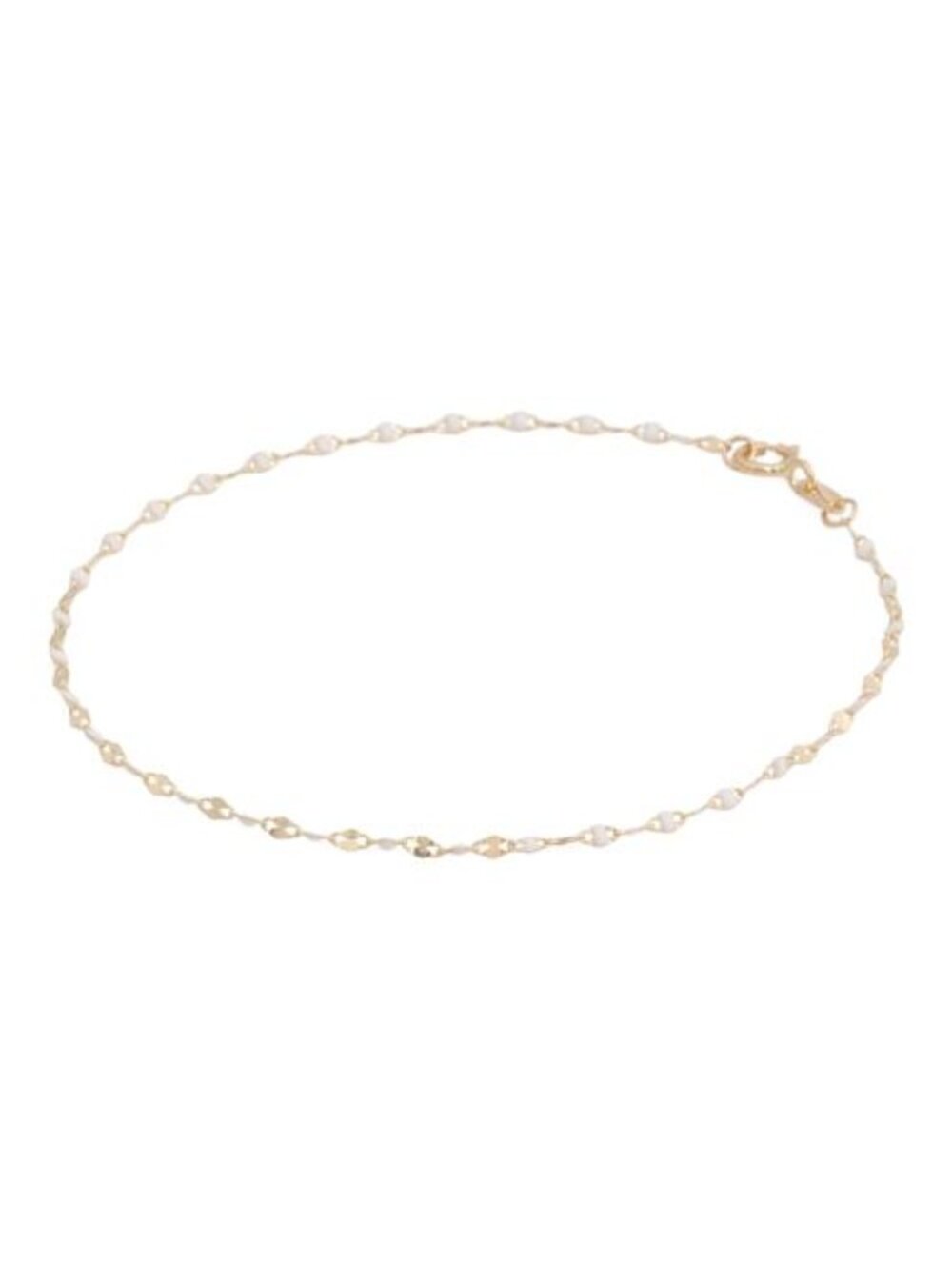 GOLDEN CLEF Made In Italy 14kt Gold White Enamel Petali Chain Bracelet